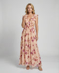 Damen Blumenkleid Maxikleid mit Schlitz