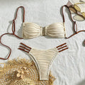Damen Bandeau-Bikini mit raffiniertem Rüschendesign und verstellbaren Trägern