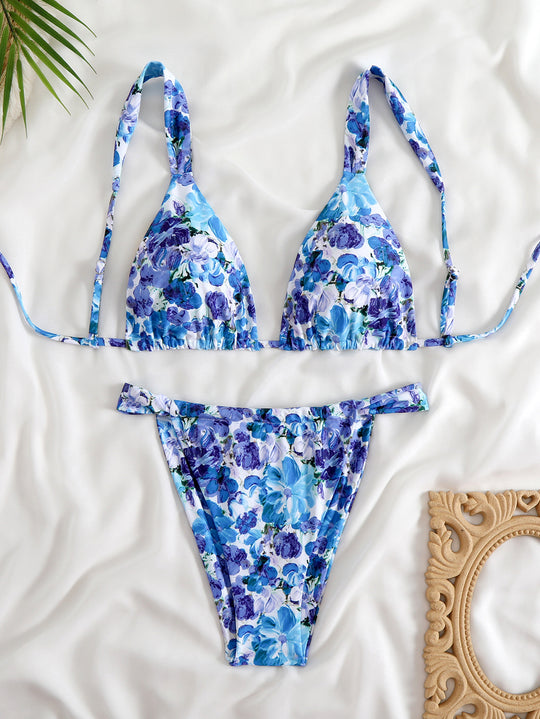 Damen Triangel-Bikini-Set mit modischem Tiermuster R&B