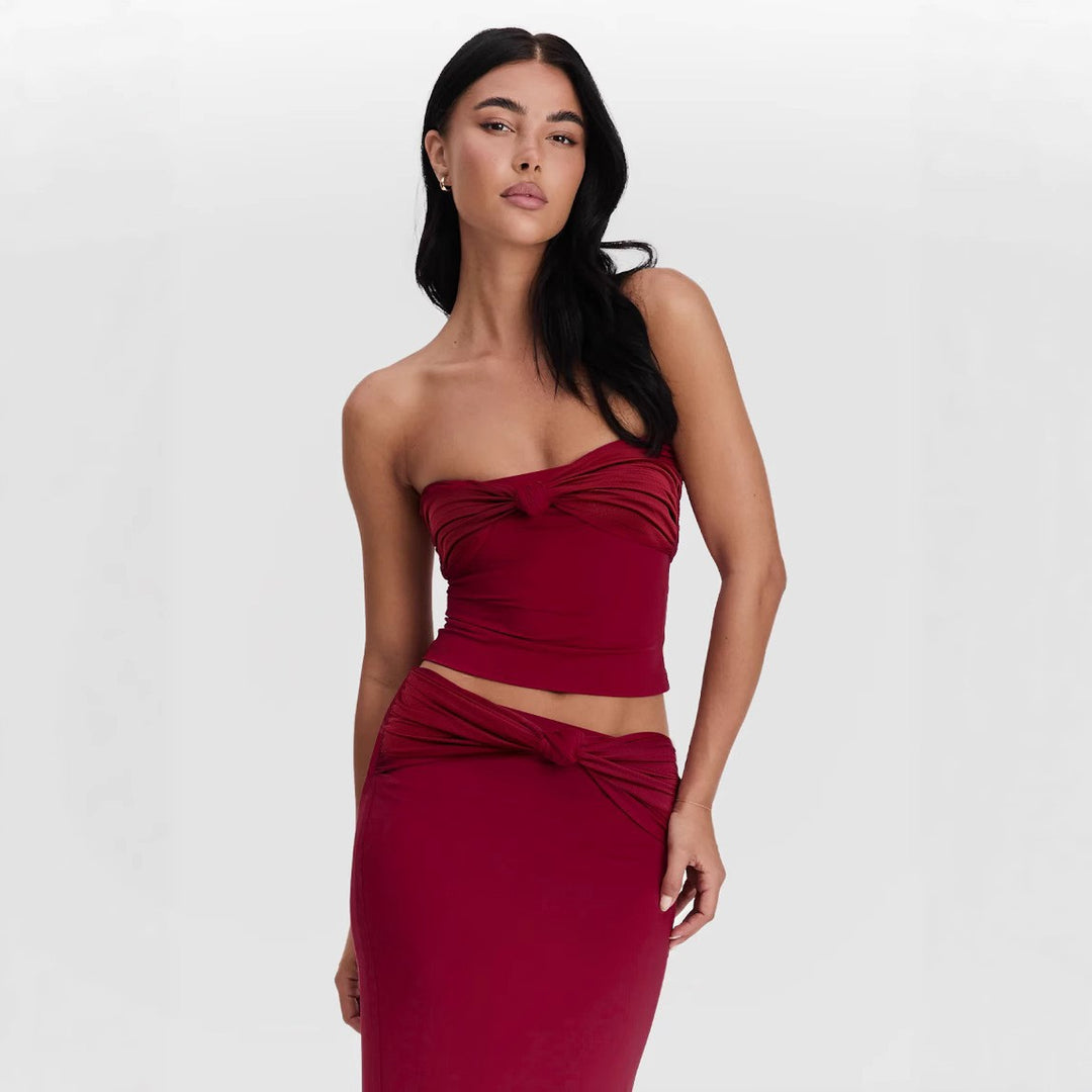 Damen Wickeloberteil mit Knotendetails und figurbetontem Design R&B