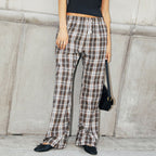 Damen lässige Karomuster Pyjama Strandhose R&B