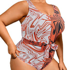 Damen Einteiler Badeanzug mit trendy Wickelgürtel