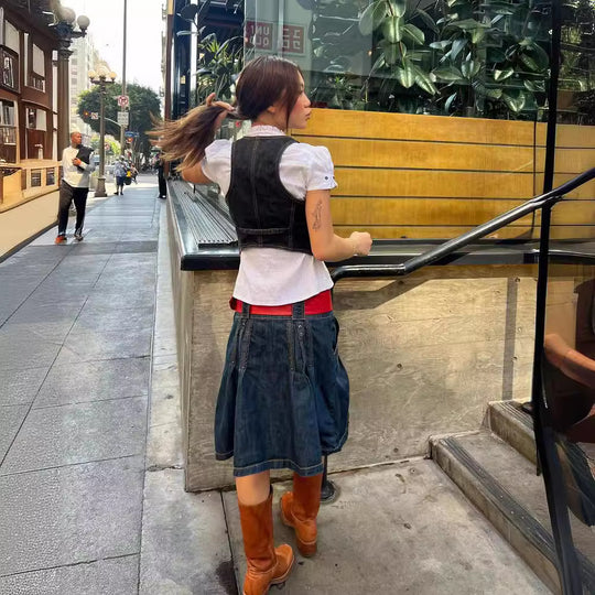 Damen Denim-Weste mit feinen Knopfdetails und praktischen Taschen R&B