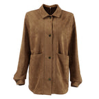 Damen Modische Wildlederjacke mit Druckknopfverschluss und praktischen Taschen R&B