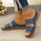 Damen elegante und luftige Sandalen mit floralem Riemendesign R&B