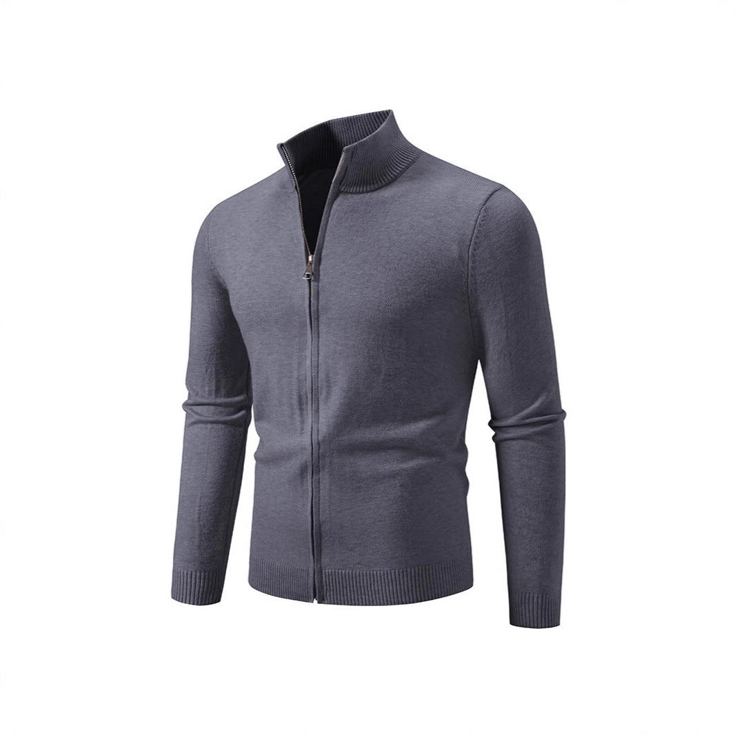Herren modischer Strickpullover mit hohem Kragen und Reißverschluss