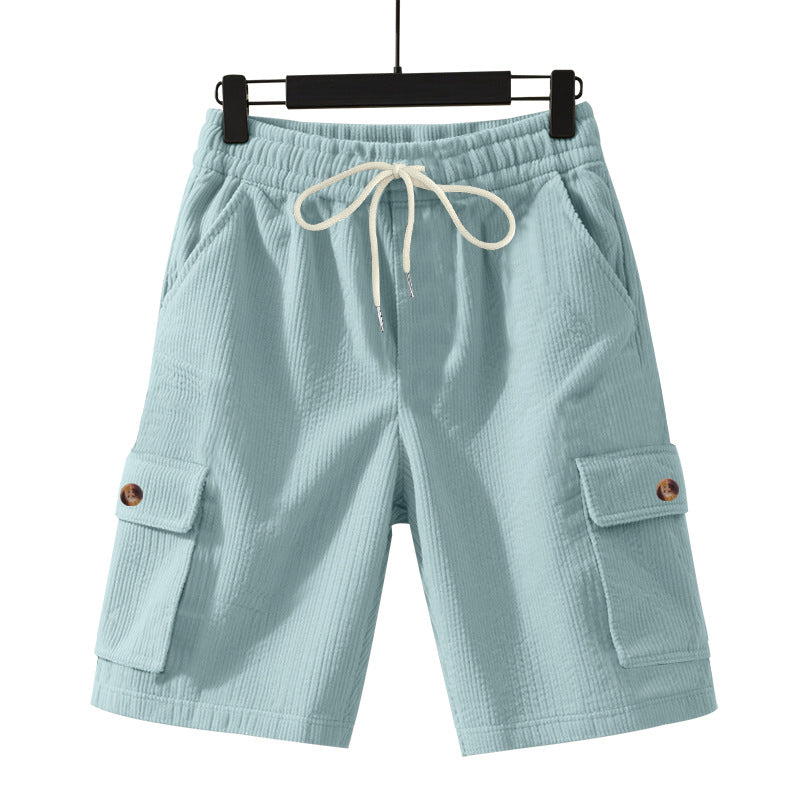 Herren nan Cord-Cargo-Shorts mit elastischem Tunnelzugbund, aufgesetzten Cargotaschen und weichem Baumwollmix R&B
