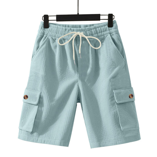 Herren nan Cord-Cargo-Shorts mit elastischem Tunnelzugbund, aufgesetzten Cargotaschen und weichem Baumwollmix R&B