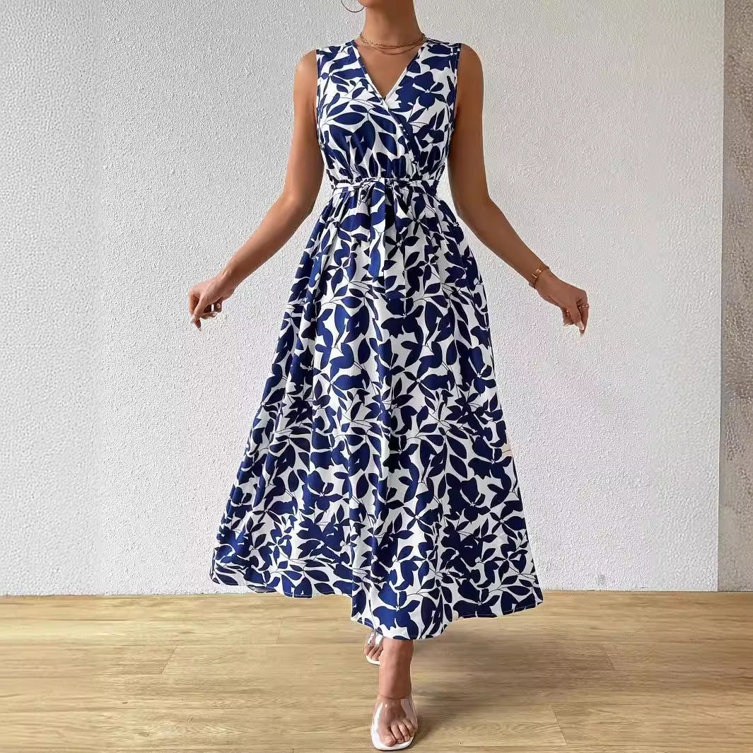 Damen nan Wickel-Maxikleid mit V-Ausschnitt und gR&Bundenem Taillengürtel R&B