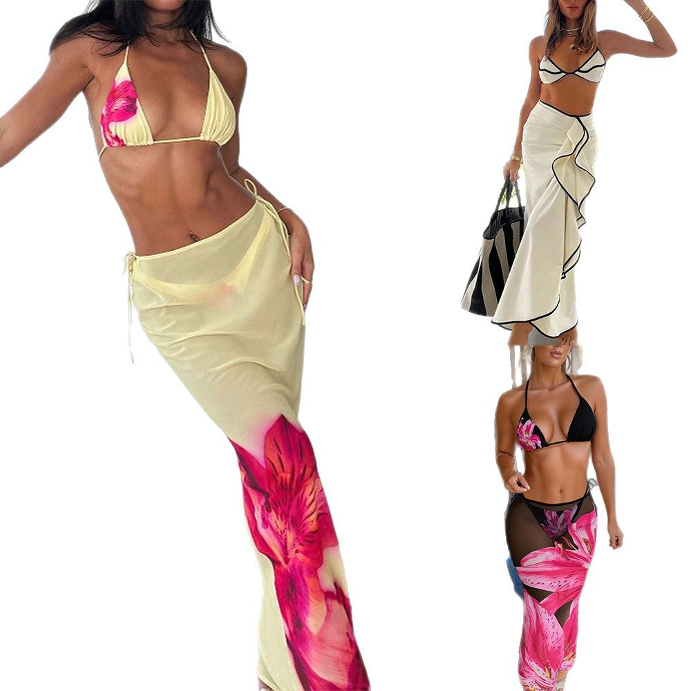 Damen Strand-Bikini-Set mit lässigem Maxi-Rock R&B