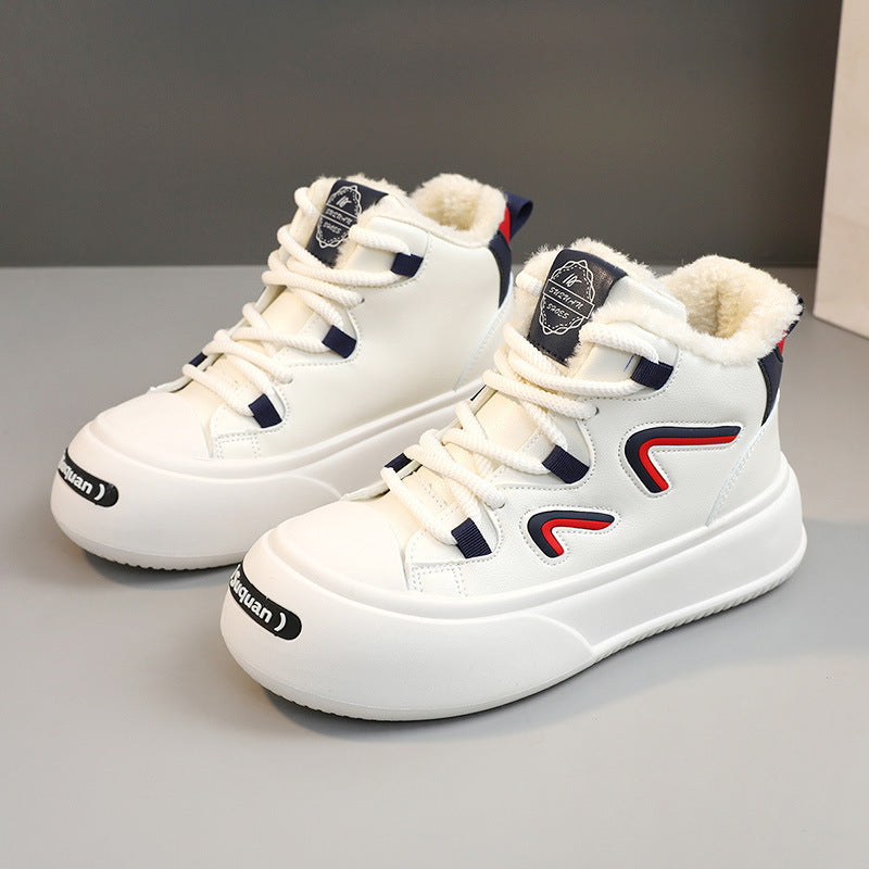 Damen hohe Sneaker mit flauschigem Innenfutter und modischem Design R&B