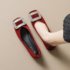 Damen elegante Ballerinas mit luxuriöser Schnallenapplikation