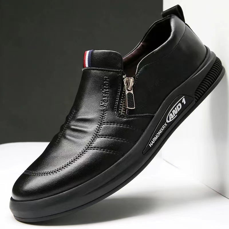 Herren Komfortable Slip-On Leder-Sneaker mit dezentem Reißverschluss und flexiblem Sohlenprofil R&B