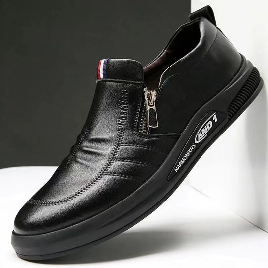 Herren Komfortable Slip-On Leder-Sneaker mit dezentem Reißverschluss und flexiblem Sohlenprofil R&B