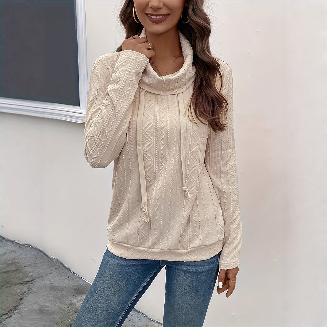 Damen Cowl-Neck Pullover mit strukturiertem Musterdetail und langem Arm R&B