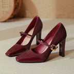 Damen elegante Mary Jane Pumps mit robustem Blockabsatz