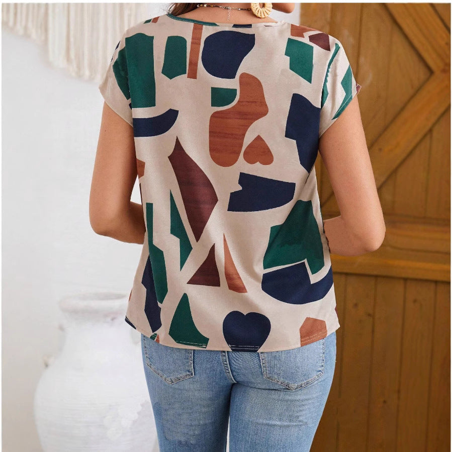 Damen lässige Bluse mit geometrischem Muster R&B