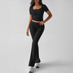 Damen Sportliches Oberteil mit hohen Taillenleggings aktivem Set R&B