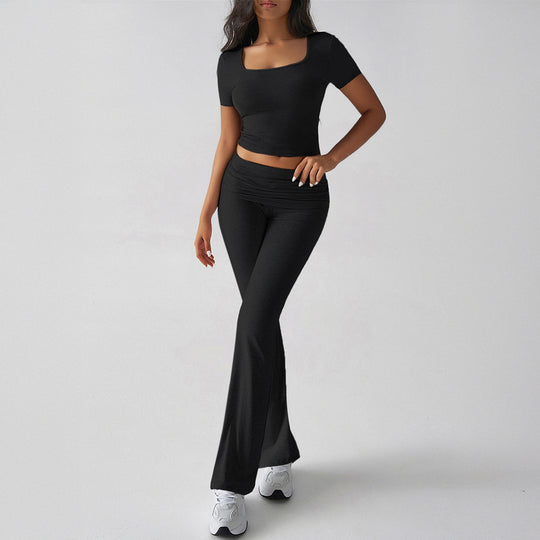 Damen Sportliches Oberteil mit hohen Taillenleggings aktivem Set R&B