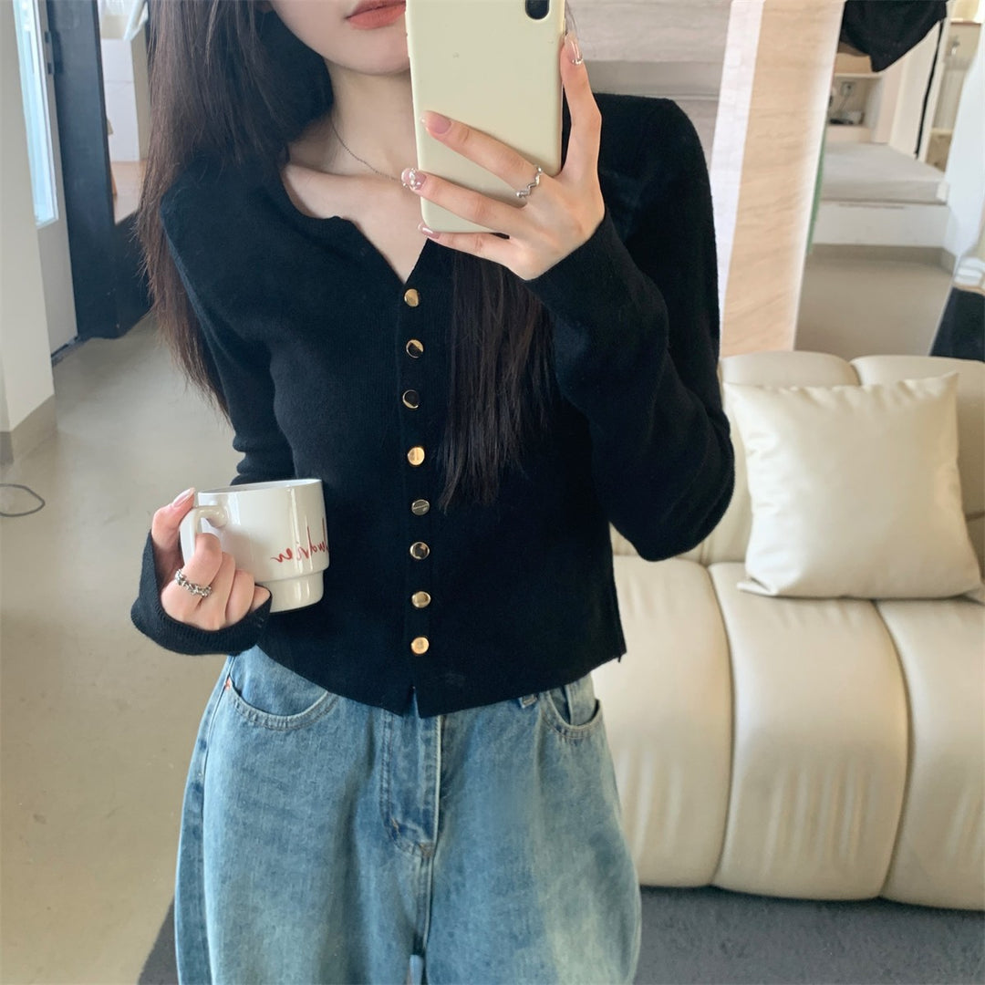 Damen Strickjacke mit perlmuttknöpfen R&B