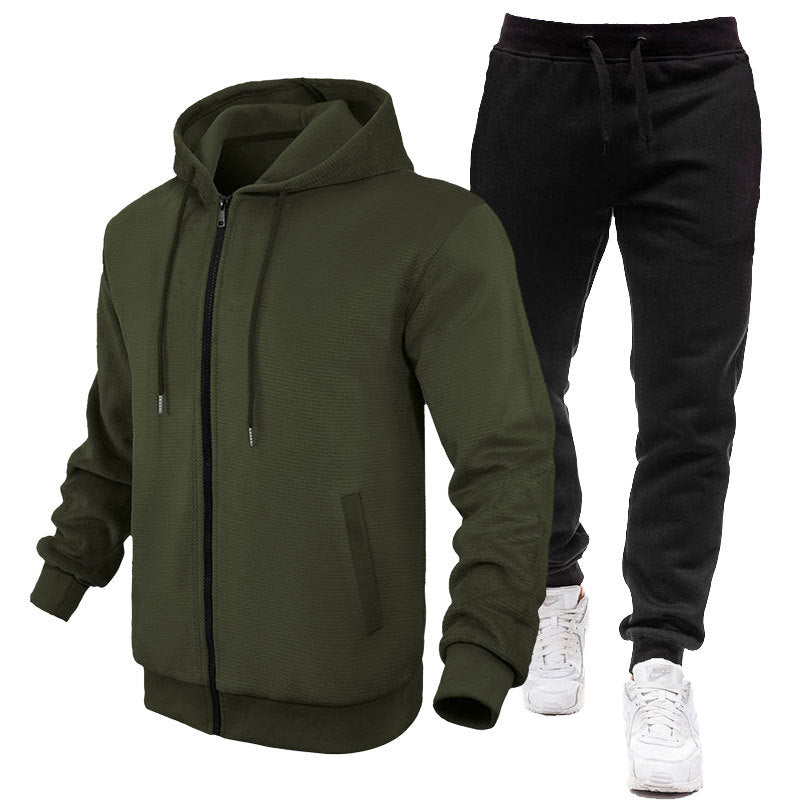 Herren Sportlicher Hoodie- und Jogginganzug mit Fleece-Futter und praktischen Taschen R&B