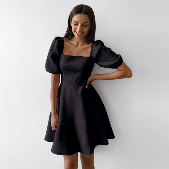 Damen Sommerkleid mit eleganten Puffärmeln und A-Linien-Silhouette R&B
