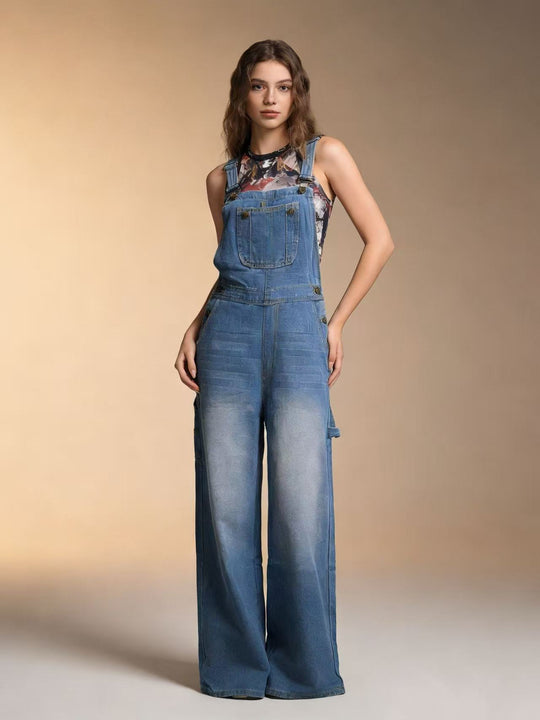 Damen Latzhose im lässigen oversized Schnitt mit funktionalen Seitentaschen R&B