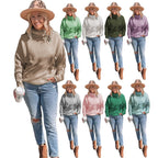 Damen kuscheliger Strickpullover mit hohem Kragen und luftiger Struktur