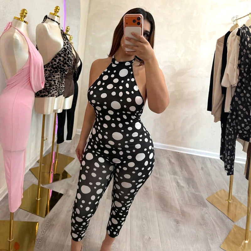 Damen Elegantes Bodysuit mit Punkten und tiefer Rückenpartie R&B