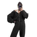 Damen oversized Kapuzenjacke mit hochwertigem Reißverschluss R&B