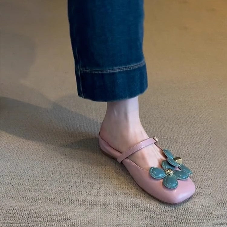 Damen edle Ballerina-Schuhe mit dekorativem Blumen-Design und komfortablem Riemchen R&B