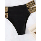 Damen Bandeau-Bikini mit goldenen Akzenten und hohem Taillenschnitt R&B