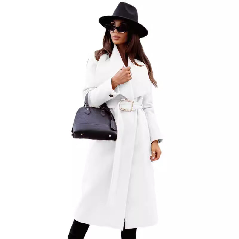 Damen Eleganter Trenchcoat mit Gürtel und strukturiertem Stoff R&B