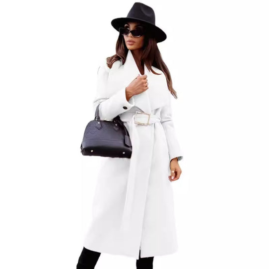 Damen Eleganter Trenchcoat mit Gürtel und strukturiertem Stoff R&B