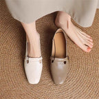 Damen Elegante und bequeme Ballerinas mit modischer Schnallenverzierung R&B