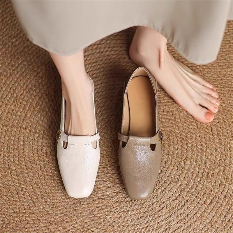Damen Elegante und bequeme Ballerinas mit modischer Schnallenverzierung R&B