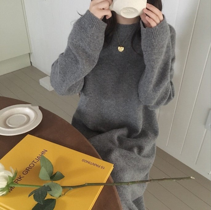 Damen gestricktes Oversized Kleid aus hochwertiger Wolle R&B
