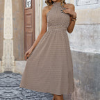 Damen Midikleid mit edel verarbeitetem Hochkragen und elastischer Taille R&B