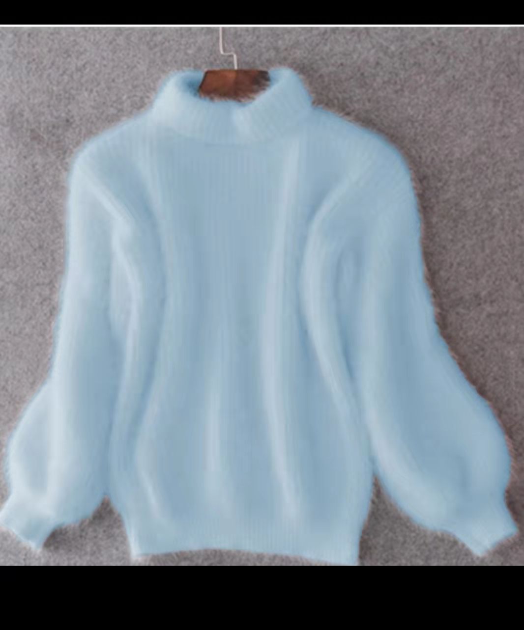 Damen Flauscher Rollkragenpullover mit Puffärmeln und strukturiertem Design