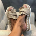 Damen Plattform-Sandaletten mit elegantem Schleifen-Detail und geflochtenem Absatz R&B