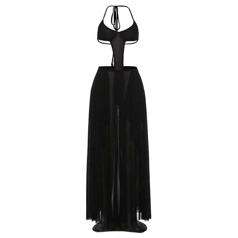 Damen Bikinikleid mit transparentem Rock und stilvollen Cut-Outs R&B