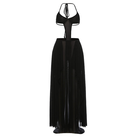 Damen Bikinikleid mit transparentem Rock und stilvollen Cut-Outs R&B