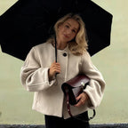 Damen Wickeljacke mit weiten Ärmeln und dekorativem Knopf R&B