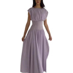 Damen Maxikleid mit eleganter Raffung und femininen Akzenten R&B