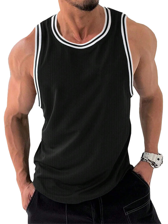 Herren Sportliches ärmelloses Tanktop mit atmungsaktivem Material und modernem Rippendesign R&B