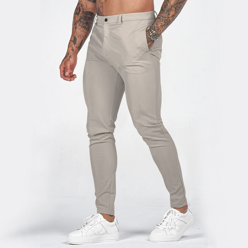 Herren elegante Slim-Fit Chinohose mit elastischem Bund und praktischen Taschen R&B
