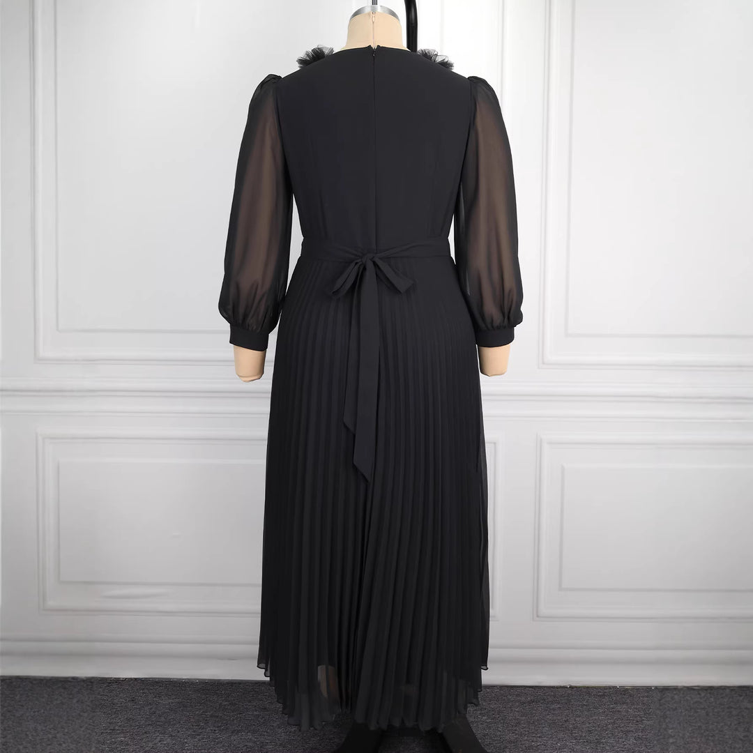 Damen Elegantes plissiertes Midi-Kleid mit Rüschendetails R&B