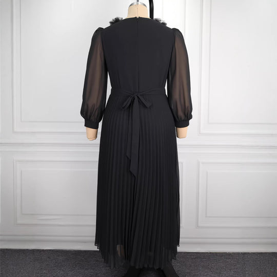 Damen Elegantes plissiertes Midi-Kleid mit Rüschendetails R&B