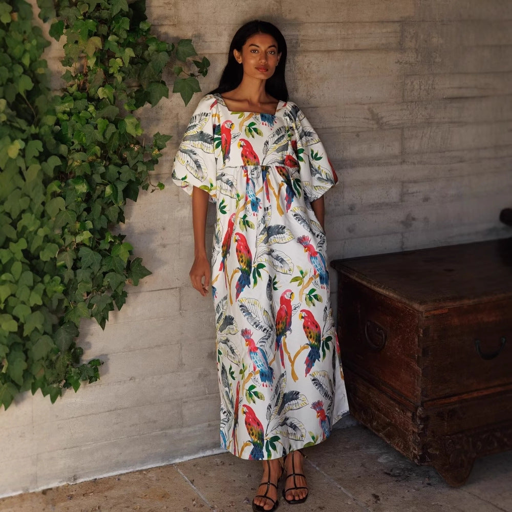 Damen Maxikleid mit floralen Mustern und luftigen Ärmeln R&B