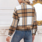 Damen kariertes Denimjacke im Romantik-Stil R&B